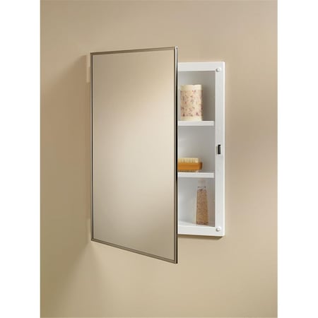 Jensen Jensen 84018CH 16 x 22 in. 1 Door Basic Styleline Recessed Classic Medicine Cabinet with Polished Stainless Steel Frame; Basic White 84018CH